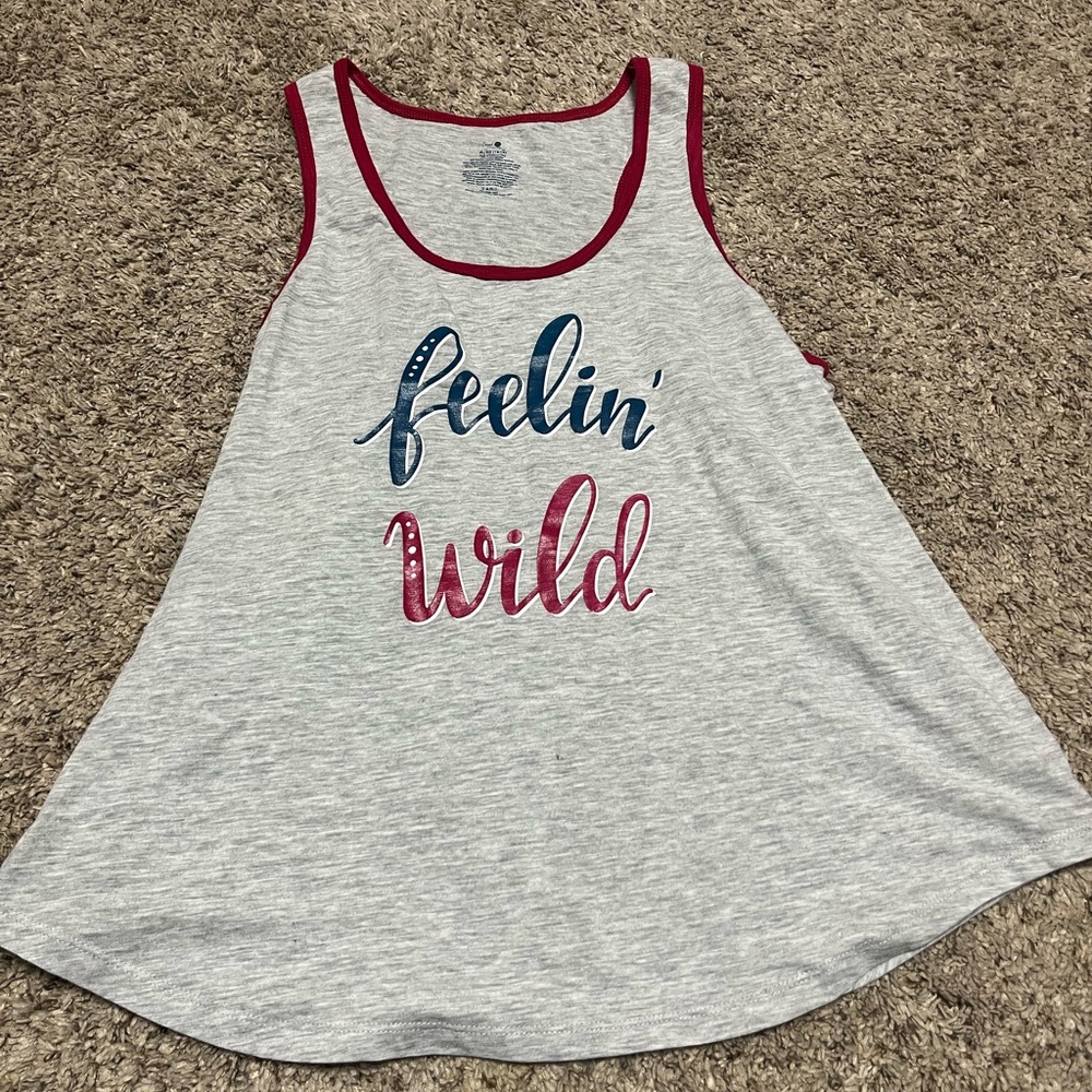 Signature Gray Tank Top with Red and Blue Accents